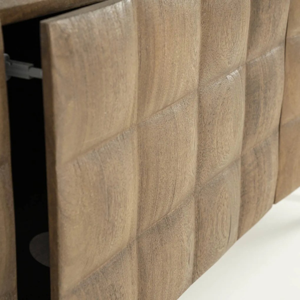 Eleonora Felix Tv-meubel Mangohout Met Vierkantjes 162 Cm - 162x41.5x54cm.