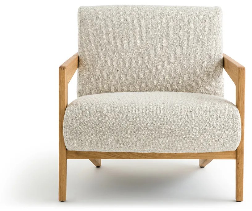 Fauteuil in massief eik en bouclette, Izag