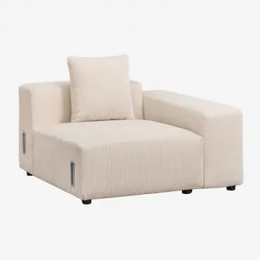 Rechter Hoekmodule 115x113 Cm Met Lage Armleuning En Kussen Voor Modulaire Bank Bruna Linnen Fluweel Linnenbeige - Sklum
