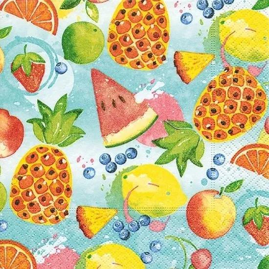 60x Tropisch fruit/zomer fruit thema servetten 33 x 33 cm Papieren wegwerpservetten 3laags