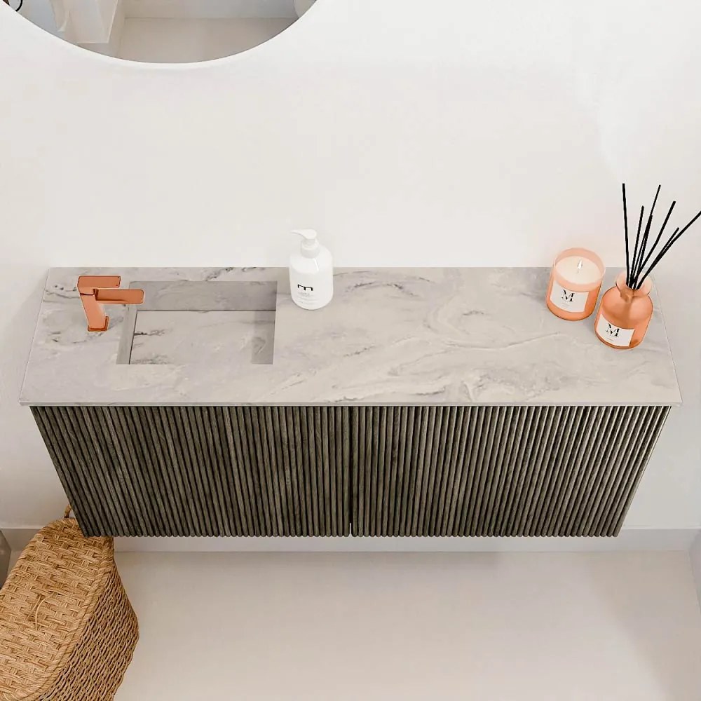 Mondiaz Joya DLux 90cm toiletmeubel shadow met wastafel faye links 1 kraangat glace