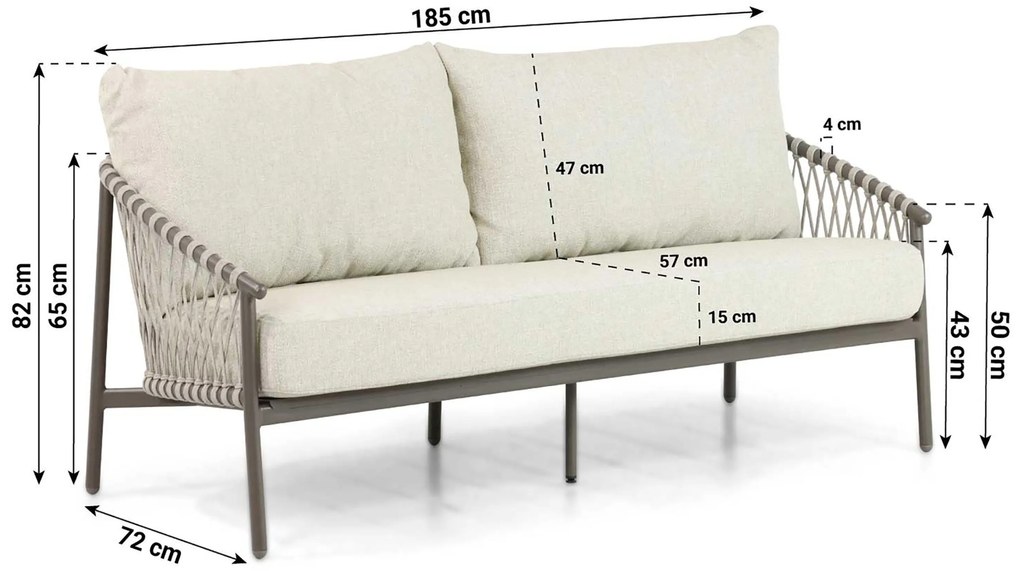 Stoel en Bank Loungeset 5 personen Aluminium/rope Taupe 4 Seasons Outdoor Allora/Salerno