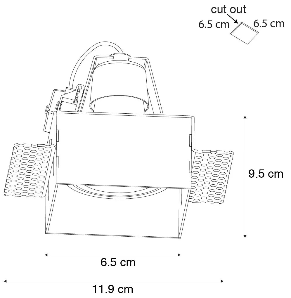 Set van 6 inbouwspots wit GU10 50mm trimless - Oneon Modern GU10 vierkant Binnenverlichting Lamp