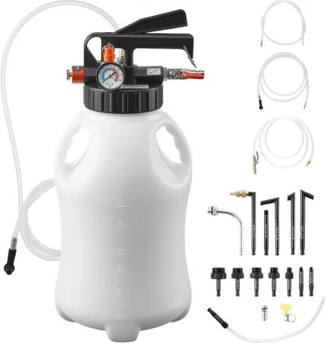 VEVOR 8L tandwieloliepomp, pneumatische transferpomp met 15 ATF-adapters, tandwielolievulapparaat met HDPE-tank, olie-afzuigpomp, olievulapparaat, olievuller, pompgereedschap voor auto's en boten