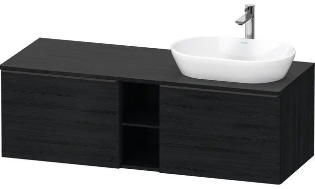 Duravit D-Neo wastafelonderkast 140x45.9x55cm 2 lades Eiken (zwart) Mat de4950r1616