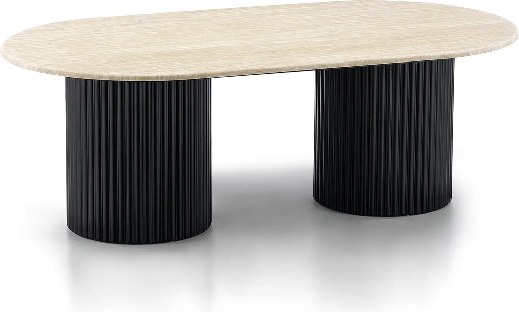 Salontafel Met Travertin - 130 X 70cm.