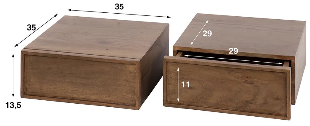 Zwevend Nachtkastje Met Lade - 35x35x14cm.