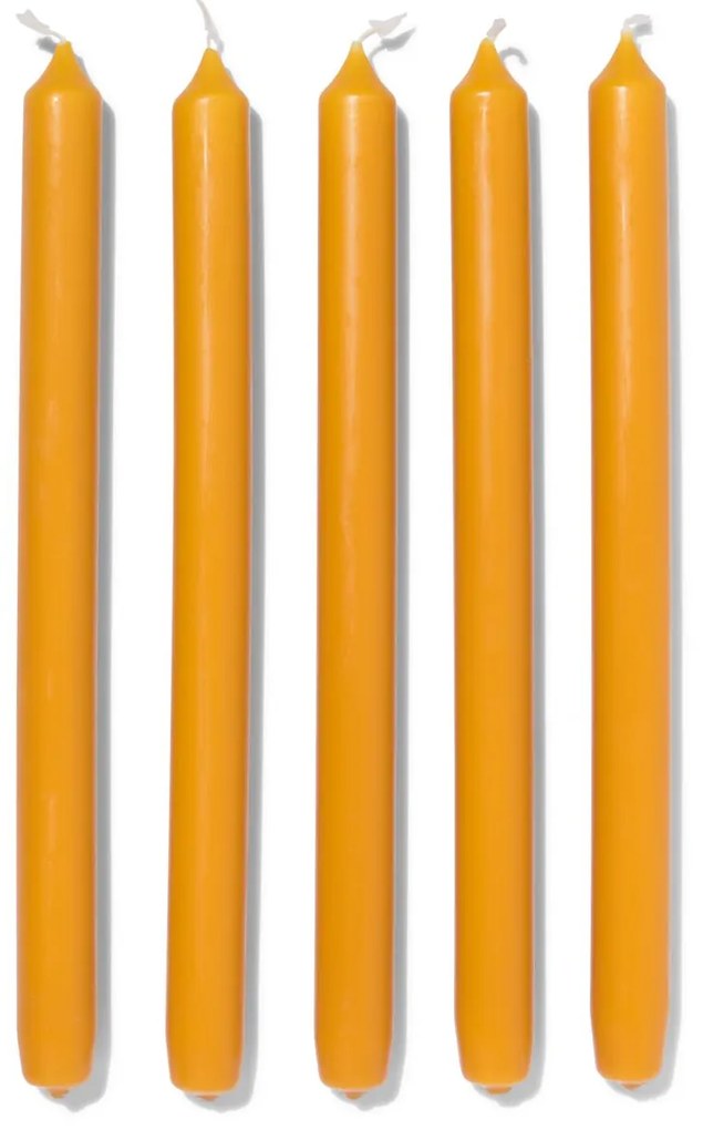 HEMA Lange Huishoudkaarsen Ø2.2x29 Mosterdgeel - 12 Stuks (mosterdgeel)
