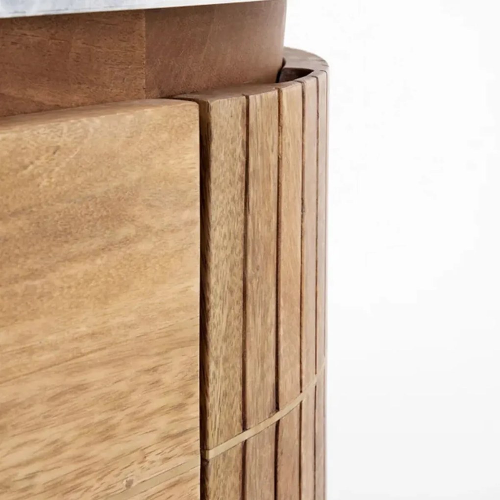 Dressoir Mangohout En Marmer - 160x45x78cm.