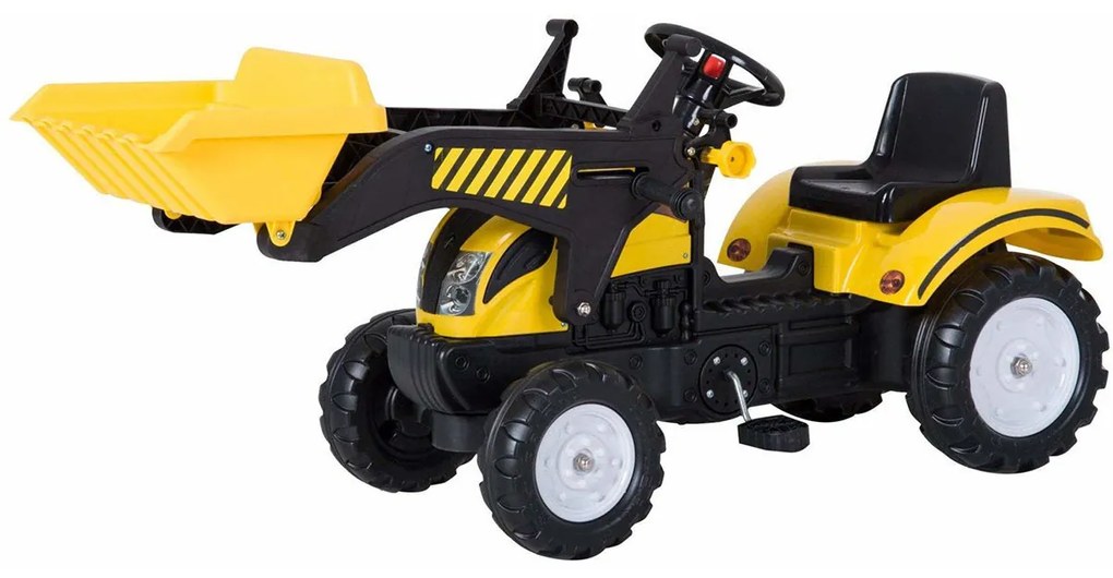 HOMdotCOM Loopwagen tractor met frontlader zwart/geel