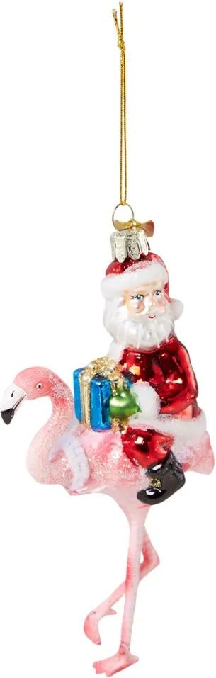Kurt Adler Flamingo met kerstman kersthanger 14 cm