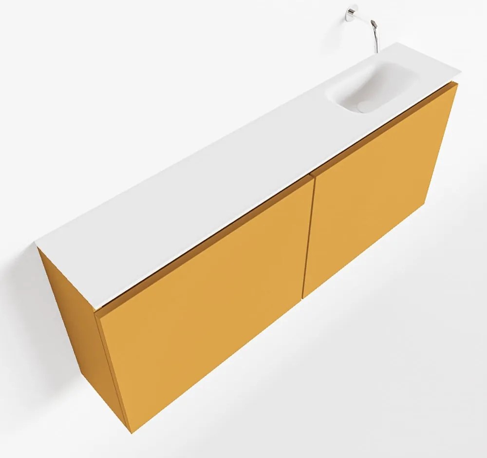 Mondiaz Ture 120cm toiletmeubel ocher met wastafel talc rechts geen kraangat