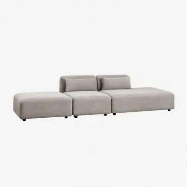 2-delige Modulaire Bank Met Rechter Chaise Longue En Poef Fogler Corduroy Licht Taupegrijs - Sklum