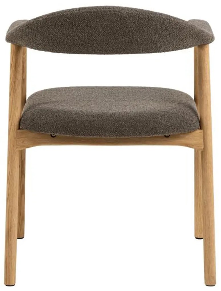 Eiken Eetkamerstoel Taupe Boucle Stof