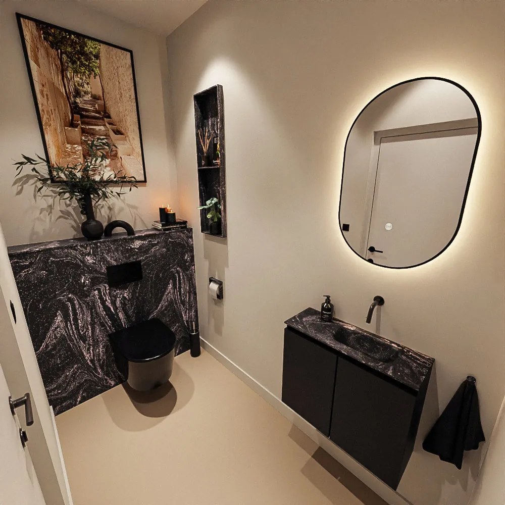 Mondiaz Ture DLux toiletmeubel 60cm urban met wastafel lava rechts zonder kraangat