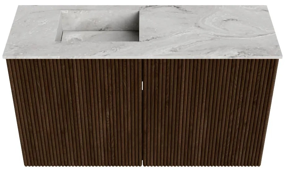 Mondiaz Joya DLux 70cm toiletmeubel walnut met wastafel faye links zonder kraangat glace
