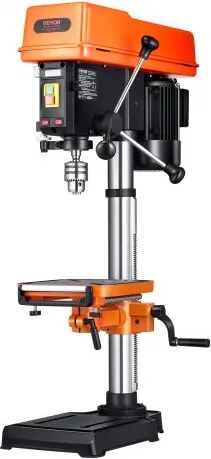 VEVOR 304,8 mm tafelboormachine, 750 W, kolomboormachine met 340–2200 tpm variabel toerental, met 0–45° kantelbare werktafel, LED, röntgenpositionering, voor hout & metaal