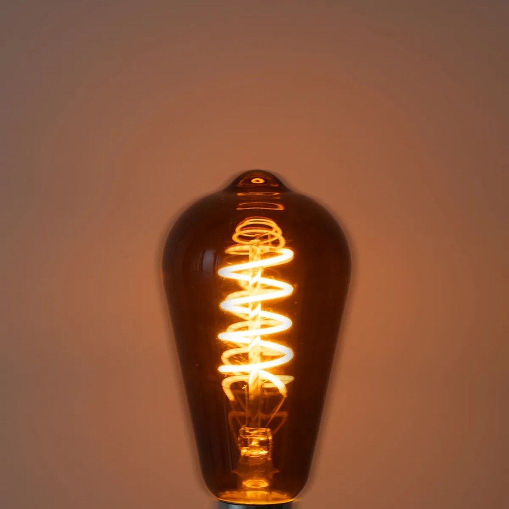 Set van 5 E27 dimbare LED lampen ST64 bruin 4W 100 lm 1800K