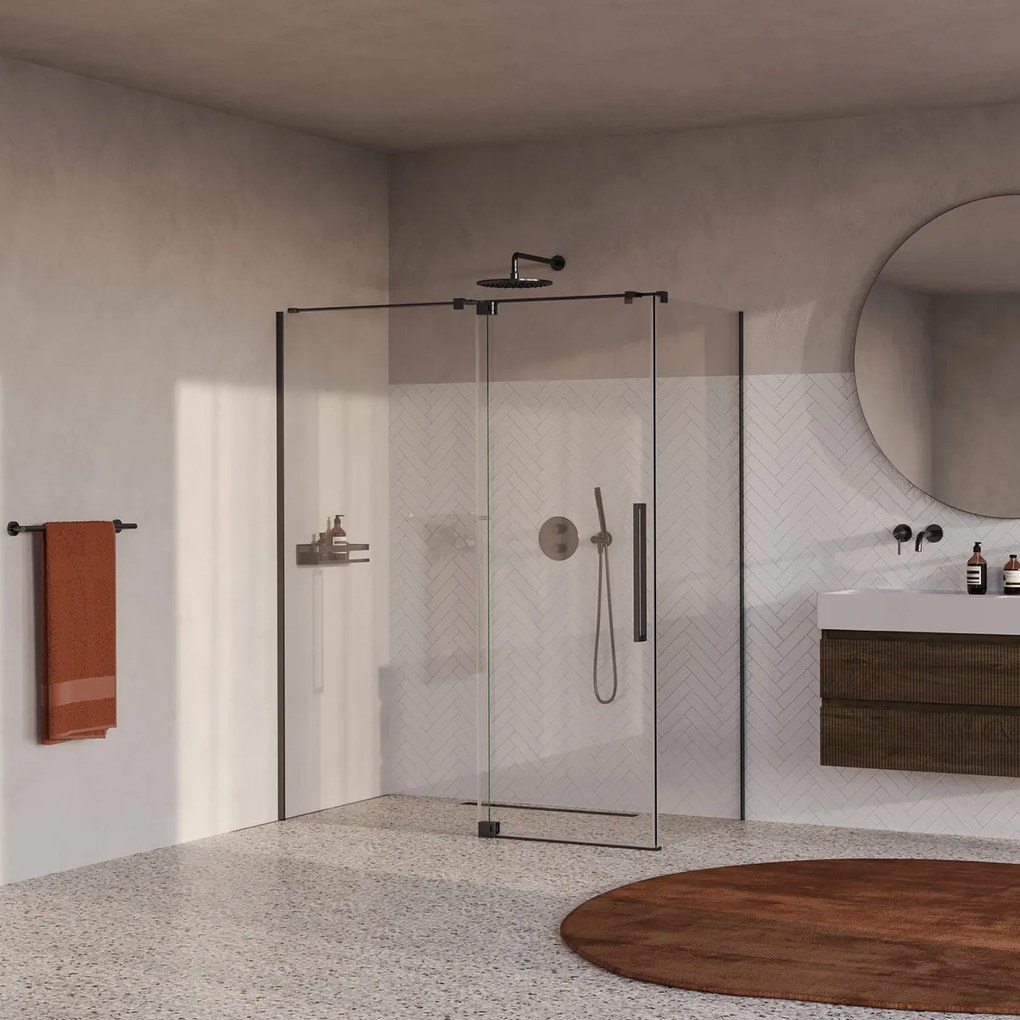 Brauer Stellar douchecabine met draaideur 160x100cm gunmetal geborsteld PVD