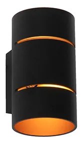 Moderne wandlamp zwart met gouden binnenkant - Ria