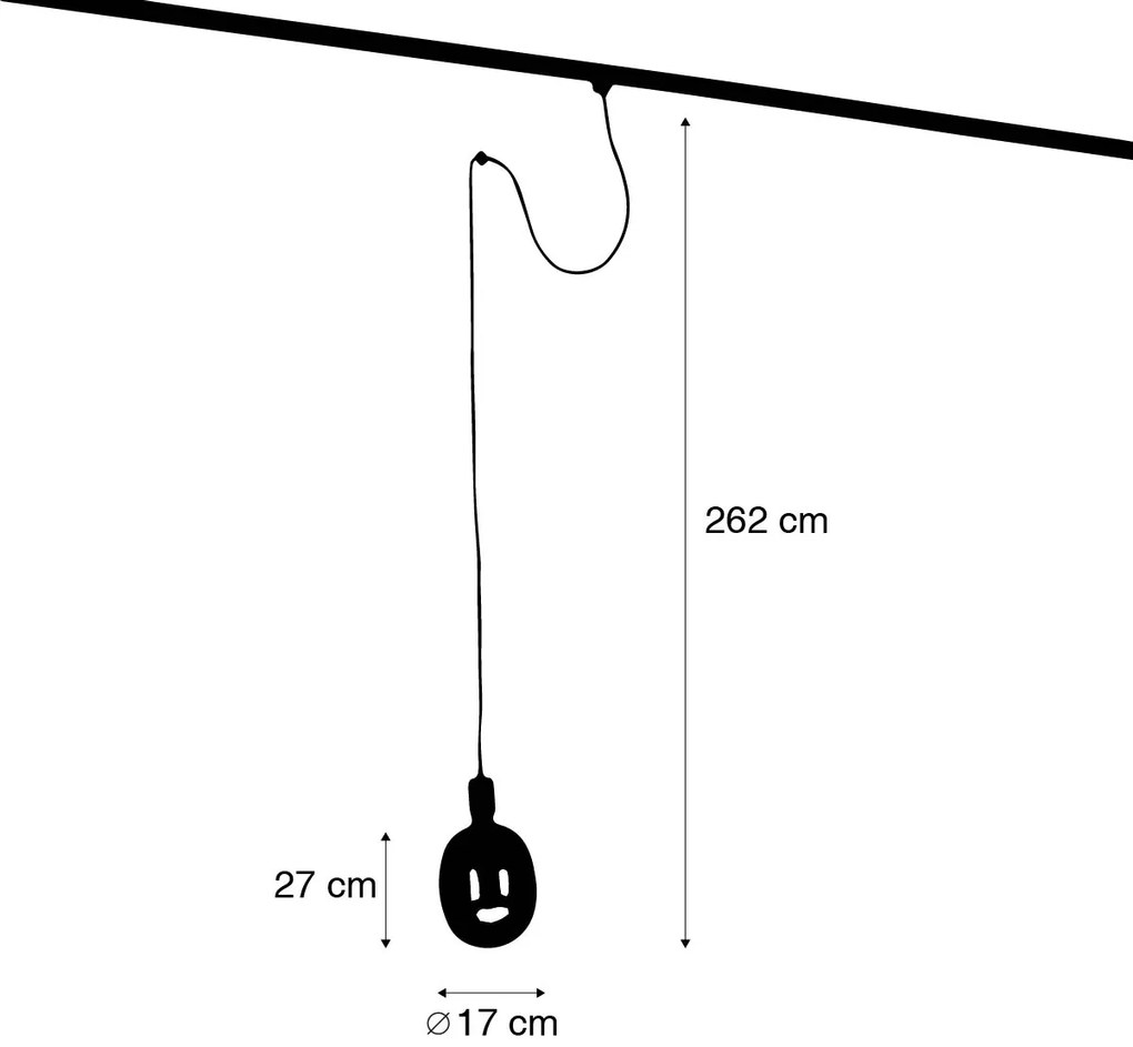 Hanglamp met rail ophanging zwart incl. LED G170 - Cavalux Industriele / Industrie / Industrial Minimalistisch E27 Binnenverlichting Lamp