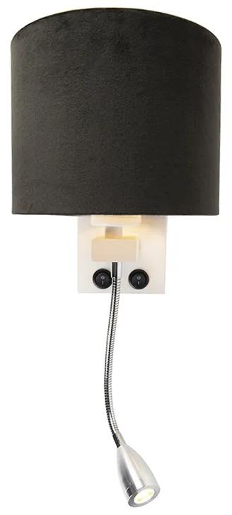 LED Moderne wandlamp wit met kap velours zwart - Brescia Modern E27 rond Binnenverlichting Lamp
