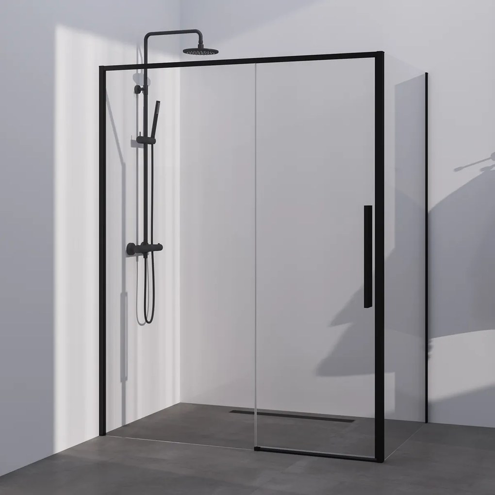 Brauer Season douchecabine met schuifdeur 140x90cm zwart mat
