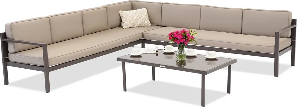Garden Point hoekmeubelset voor 6 personen Porto Corner 6 bruin
