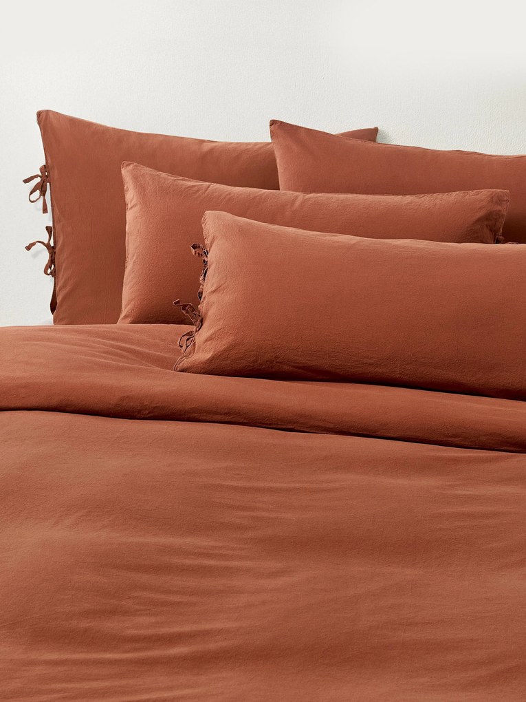 Gewassen perkal katoenen dekbedovertrek Leonie