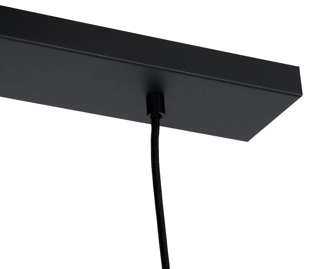 Retro hanglamp zwart met helder glas langwerpig 3-lichts - Eclipse