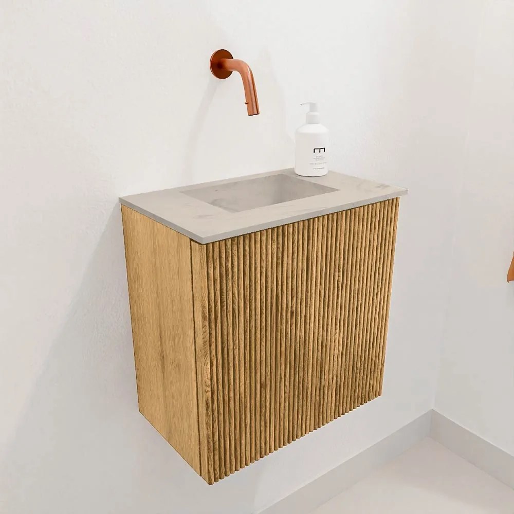 Mondiaz Joya DLux 40cm toiletmeubel oak met wastafel faye midden zonder kraangat opalo