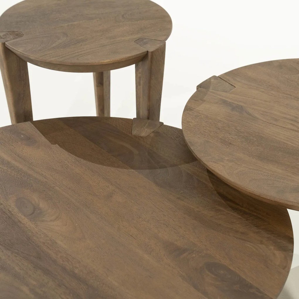 Ronde Bijzettafel Mangohout - 40 X 40cm.