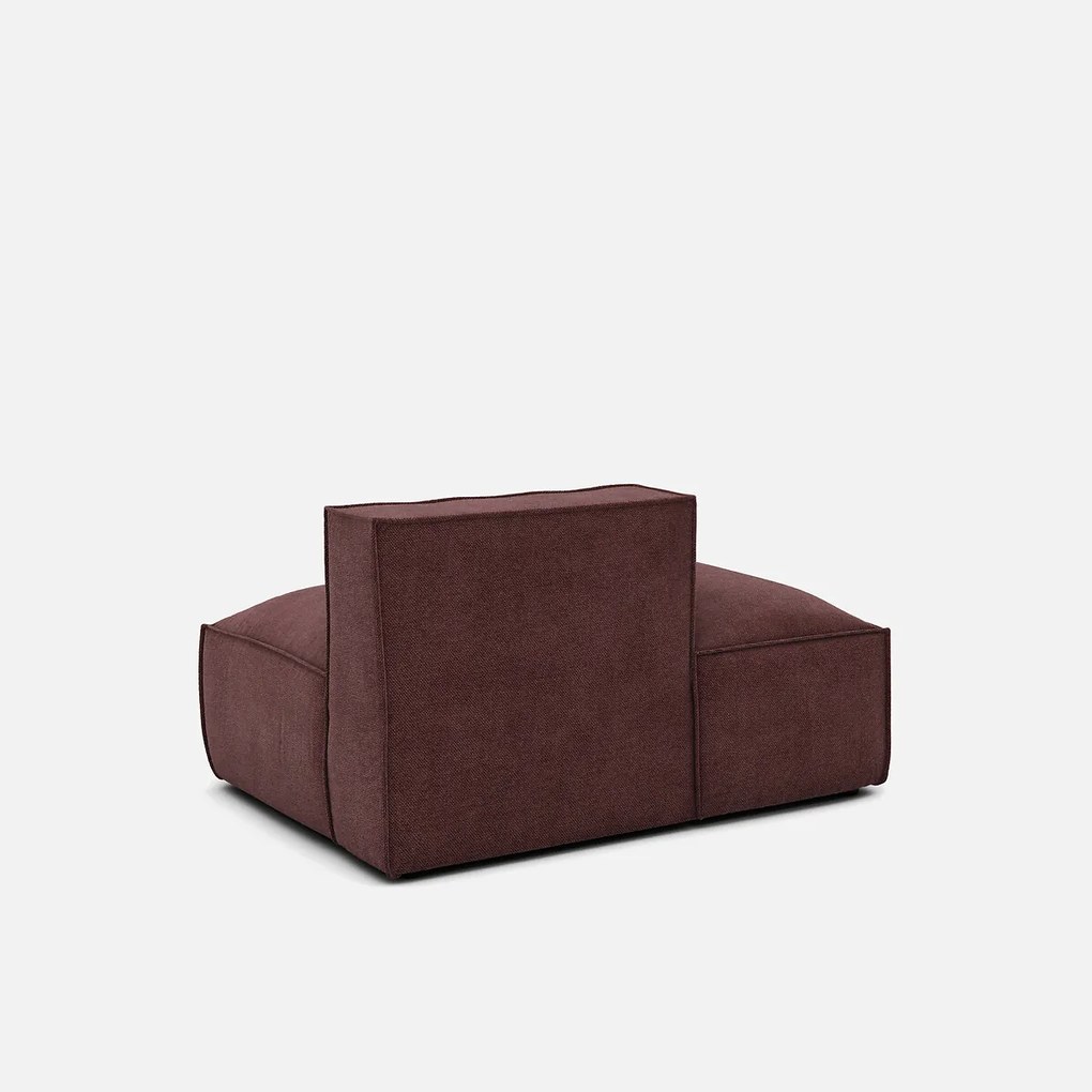 Links chaise longue-element voor modulaire bank, in structuurstof, Seven
