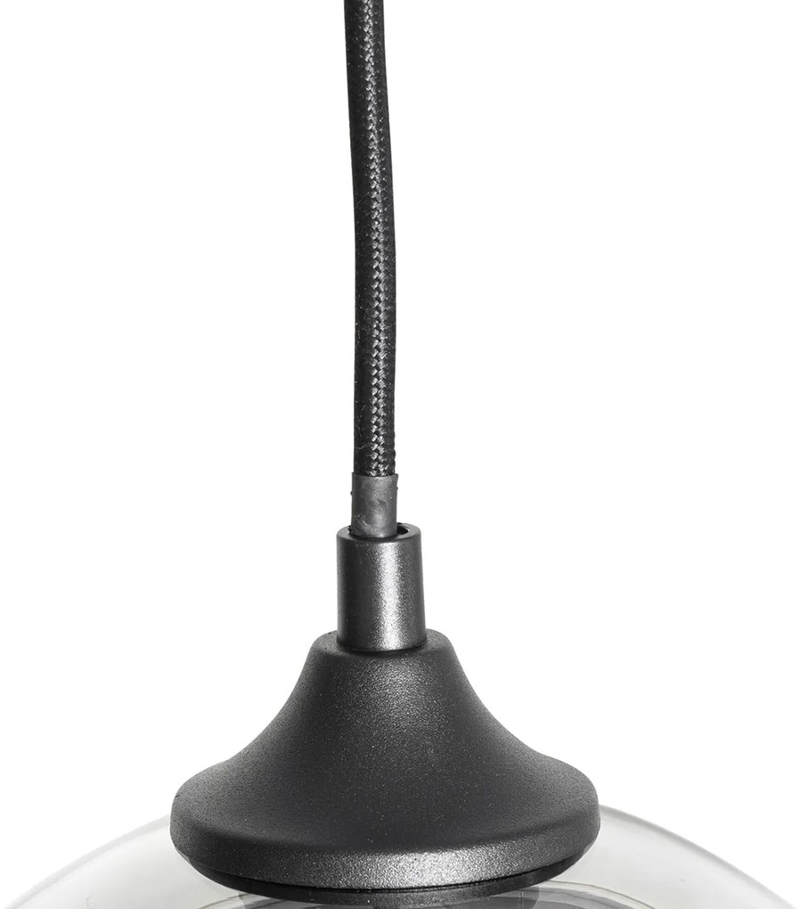 Smart hanglamp zwart met smoke glas incl. 8 Wifi G95 - Sandra