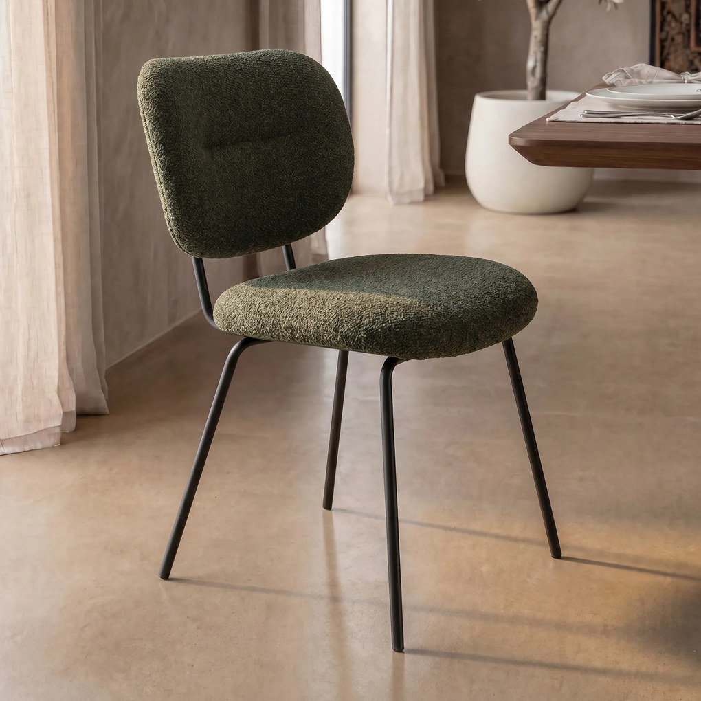 Moderne Eetkamerstoel Groen Boucle