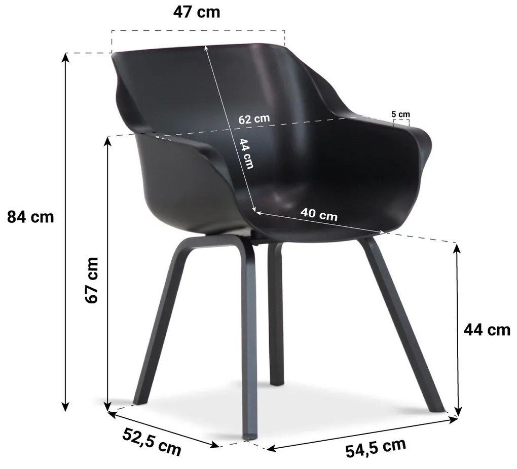 Tuinstoel Kunststof Zwart Hartman Sophie Element  carbon - met gratis kussen