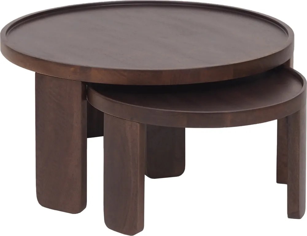 Ronde Salontafel Set Bruin - 70 X 70cm.