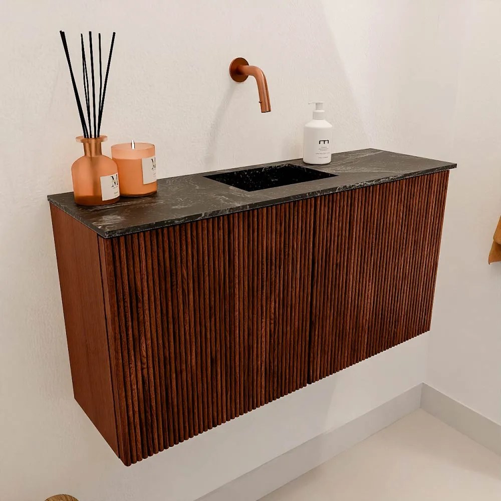 Mondiaz Joya DLux 80cm toiletmeubel ruby met wastafel faye midden zonder kraangat lava