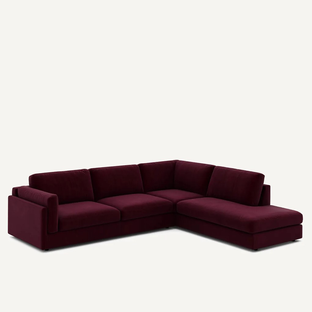 Omvormbare bank met hoek en longchair, fluweel, CÉSAR