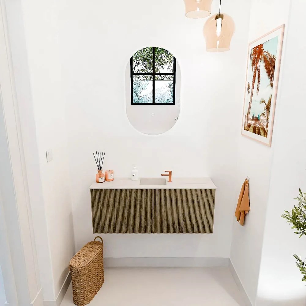 Mondiaz Joya DLux 100cm toiletmeubel dusk met wastafel faye midden 1 kraangat meli