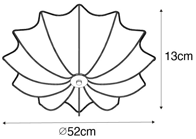 Stoffen Japandi plafondlamp wit zijden 52cm 3-lichts - Plu Design E27 rond Binnenverlichting Lamp