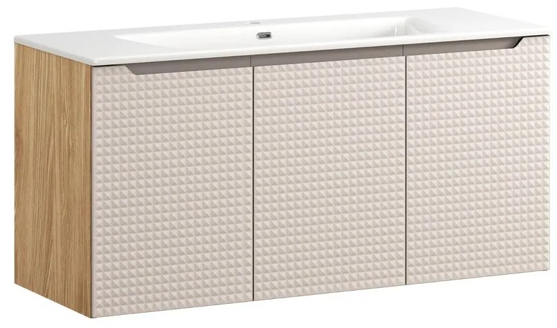 Comad Luxor Beige badmeubel 120cm met 3 deuren en enkele wastafel wit glans