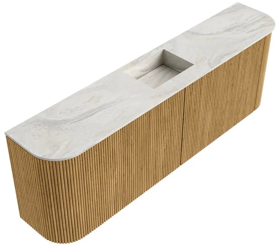 Mondiaz Joya DLux 125cm toiletmeubel ronding links/rechts oak met wastafel faye midden zonder kraangat ostra