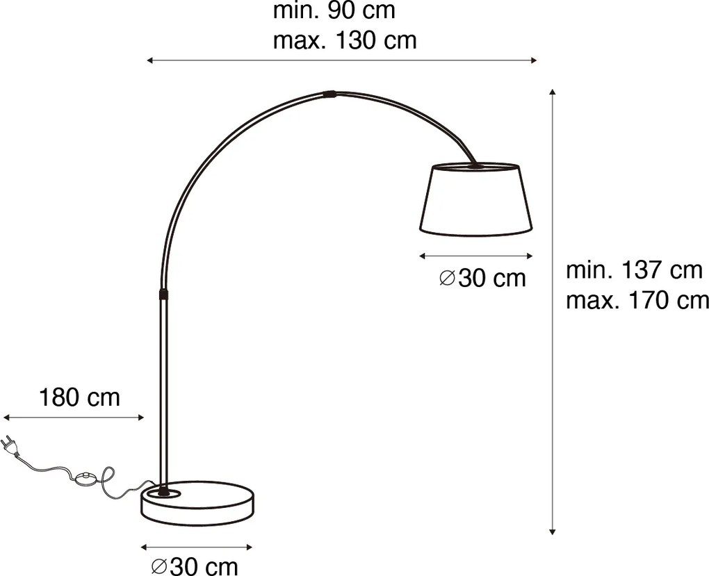 Smart booglamp zwart met goud incl. Wifi A60 - Arc Basic