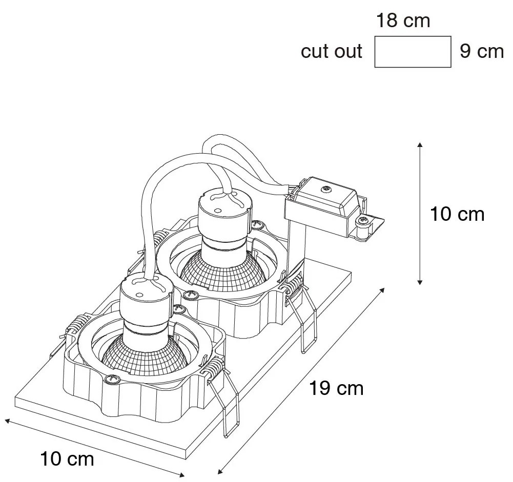 Set van 6 Inbouwspot donkerbrons rechthoekig 2-lichts draai en kantelbaar - Qure