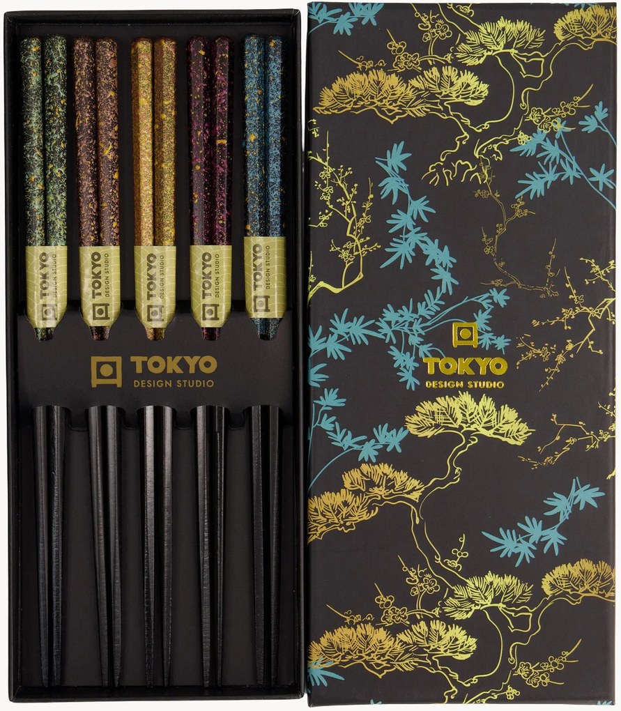 Eetstokjes van Castanopsis cuspidata hout, 5-delig