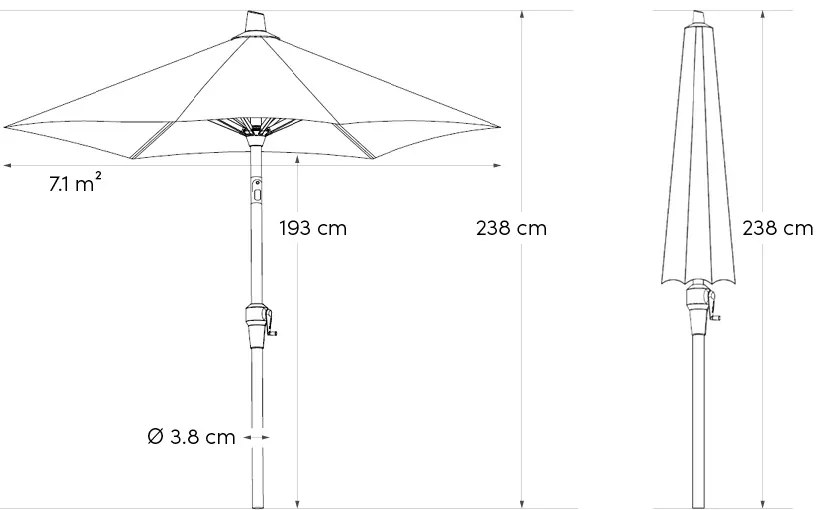 Platinum Riva stokparasol 3 m. rond - Teak Taupe