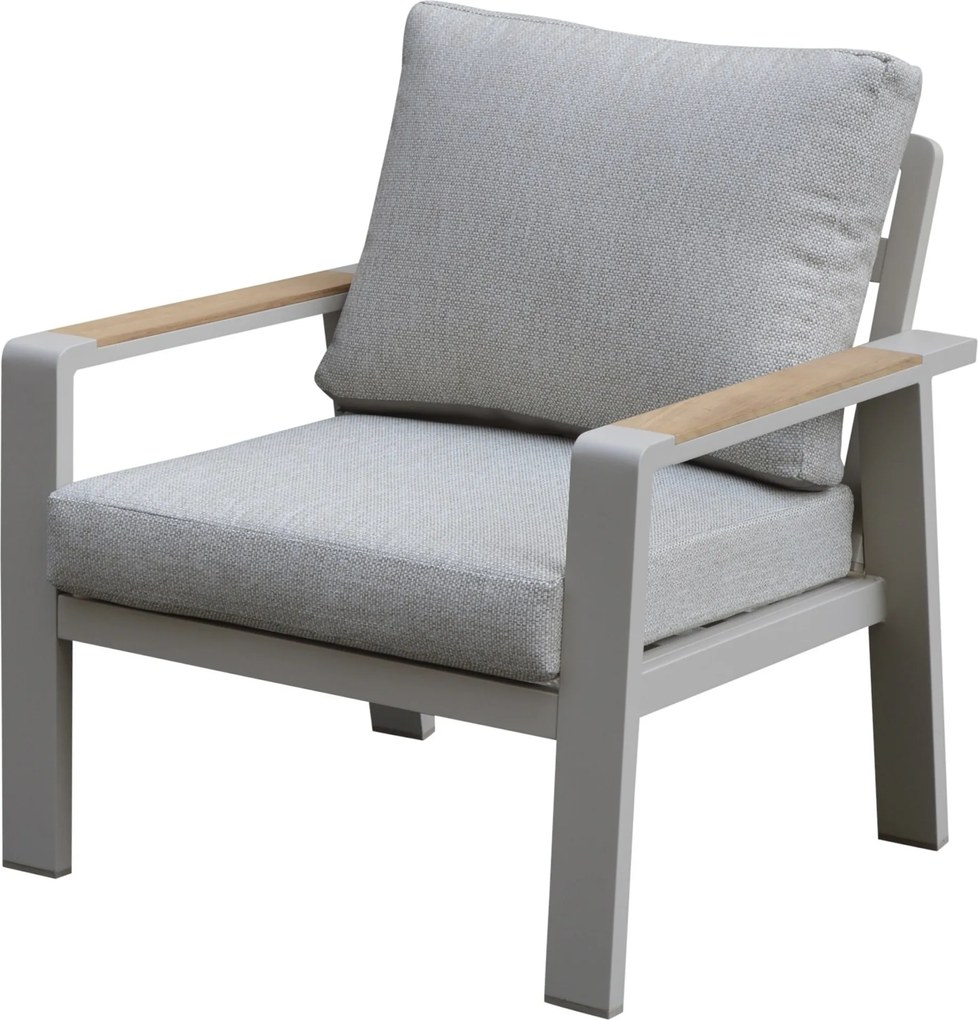 Lola lounge tuinstoel aluminium latte soft grey kussens
