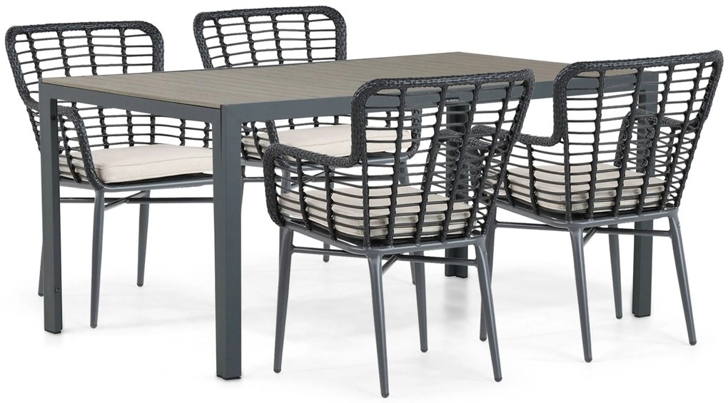 Tuinset 4 personen 160 cm Aluminium/Wicker Zwart De Laan Projects