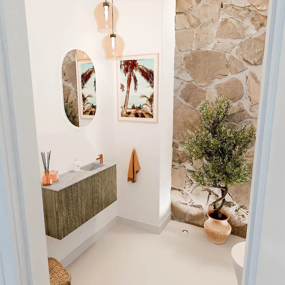 Mondiaz Joya DLux 80cm toiletmeubel dusk met wastafel faye rechts 1 kraangat glace